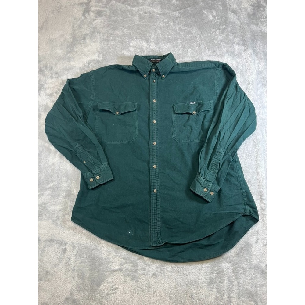 VTG Faconnable Button-Down Long Sleeve Shirt Men's Green Cotton Classic Large
